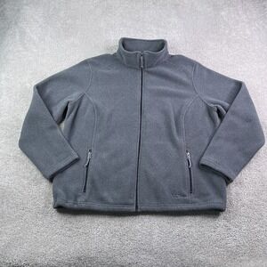 LL Bean Jacket Womens 1X Plus Grey Trail Model Polartec Fleece Full Zip Coat